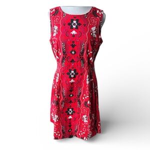 Eva Mendes by NY & Co Fit & Flare Red Floral Dress